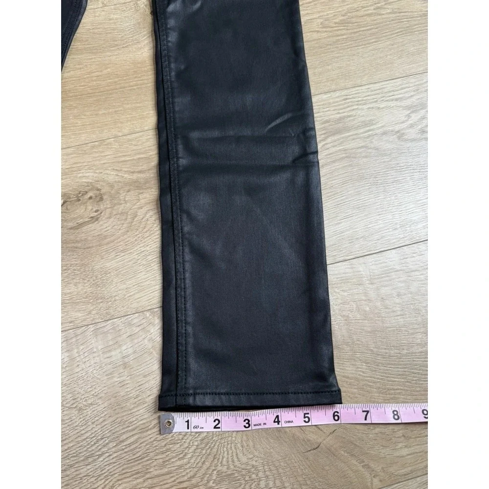 NWT Girls GAP Teen sky high skinny faux leather shinny jeans black stretch 18